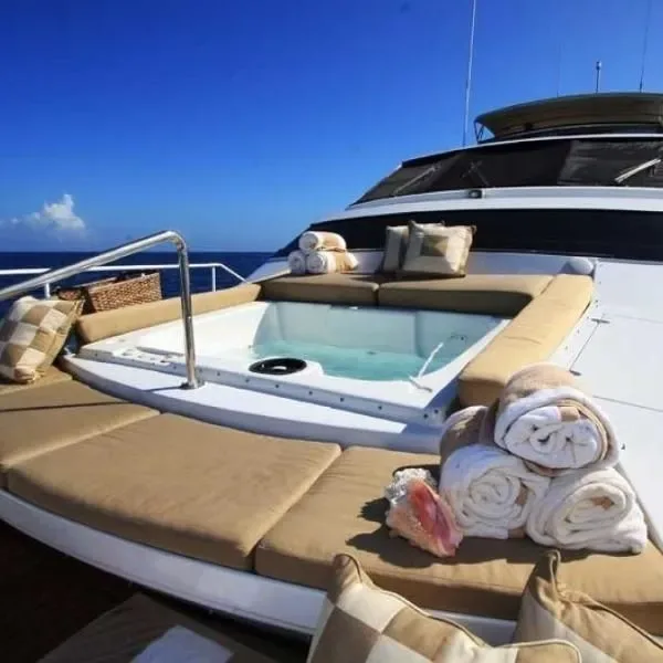 Seating and towels on board